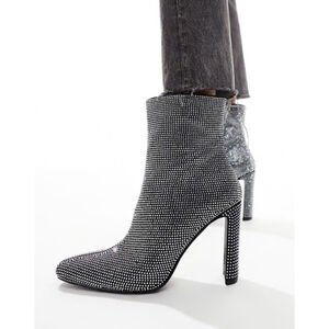 RHINESTONE HEELED ANKLE BOOTS